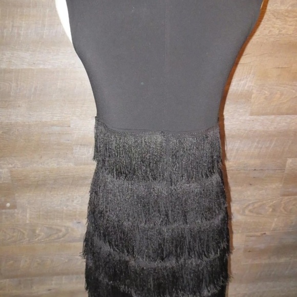 Flapper Costume M Theater Black Fringe Dress Feather Halloween Gatsby Cosplay - Picture 5 of 8